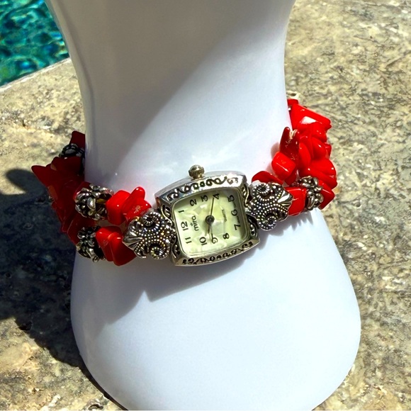 Mira Red Coral Chips Stretch Watch - Picture 11 of 12